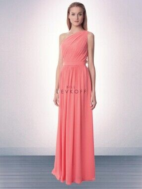 Bill Levkoff Gown, Size 20, One Shoulder, Beaded Waist, Chiffon